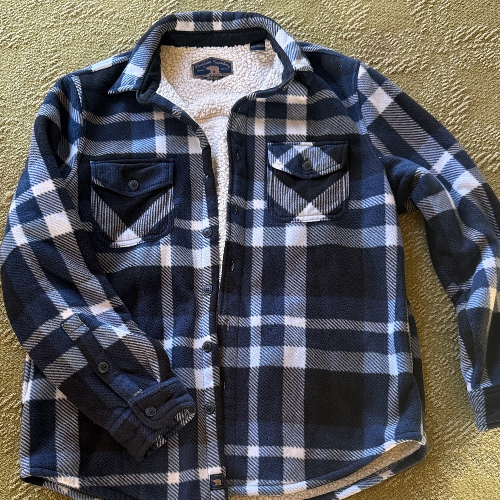 Blue Plaid Sherpa-Lined Men's Shirt Jacket